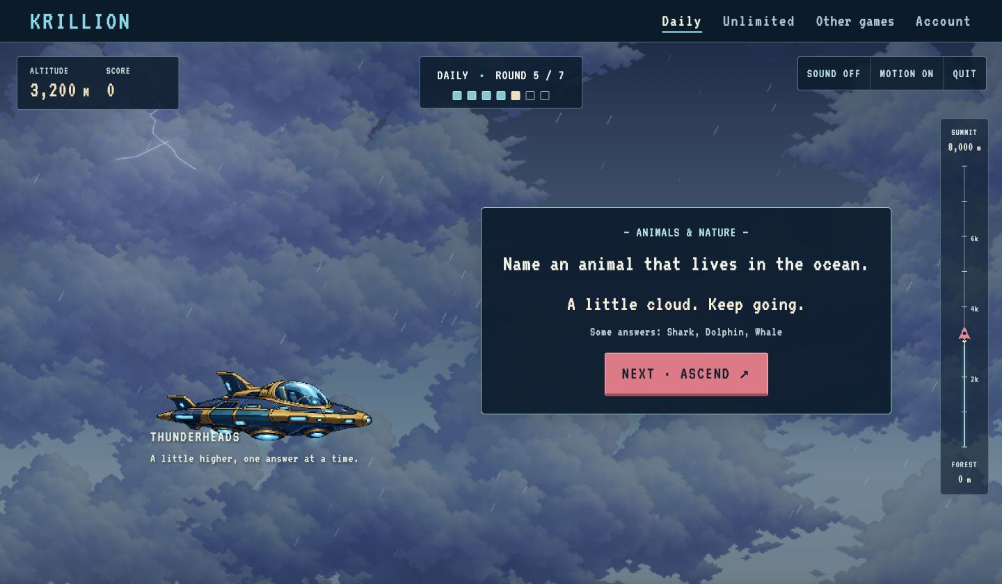 Noillirk spaceship flying through dark rain clouds during a Daily round